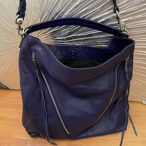 Rebecca Minkoff Blue Hobo Handbag With Zipper and Tassel Details